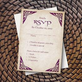 Small Celtic Viking Fantasy Wedding Rsvp Invitations Front View