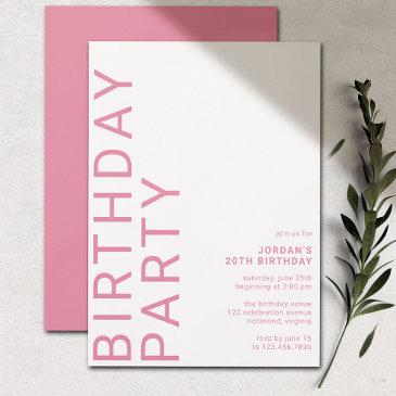 cerise hot pink | modern girly any age birthday invitation