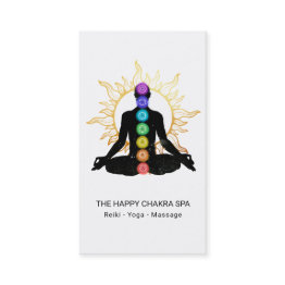 Small *~* Chakra Healing Meditation Lotus Pose Man Sun Business Invitations Front View