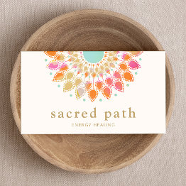 Small Chakras Lotus Flower Energy Healer, Yoga Business Invitations Front View