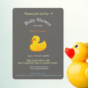 chalkboard look baby shower - grunge yellow duck invitation