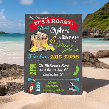 chalkboard oyster roast party invitations