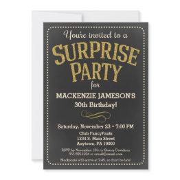 Small Chalkboard Surprise Party Invitation Man Or Woman Front View