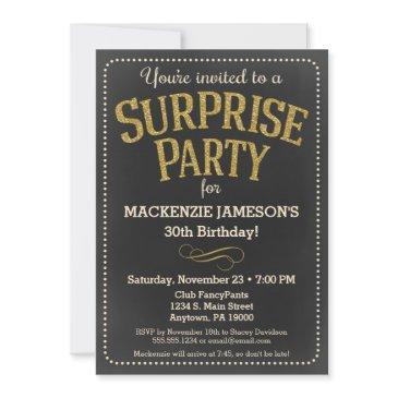 chalkboard surprise party invitation man or woman