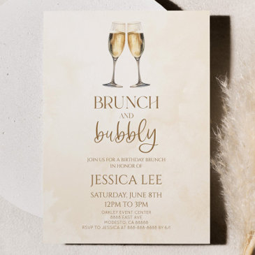 champagne brunch and bubbly birthday party brunch invitation