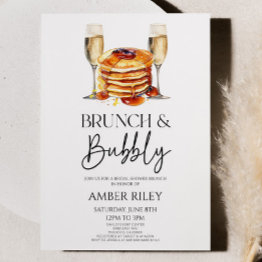 Small Champagne Brunch And Bubbly Bridal Shower Brunch Invitation Front View