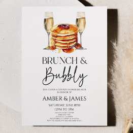 Small Champagne Brunch And Bubbly Couples Shower Brunch Invitation Front View