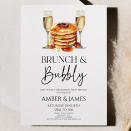 Small Champagne Brunch & Bubbly Engagement Party Brunch Invitation Front View