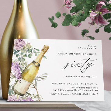 champagne | fun elegant women's 60th birthday invitation