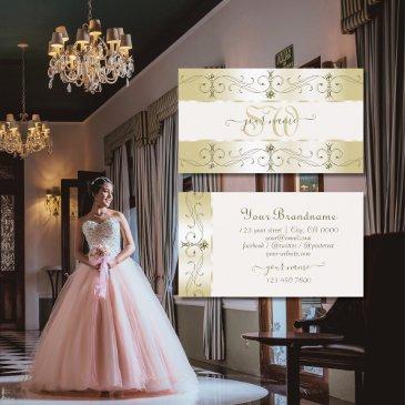 champagne gold and cream ornate borders monogram business invitations