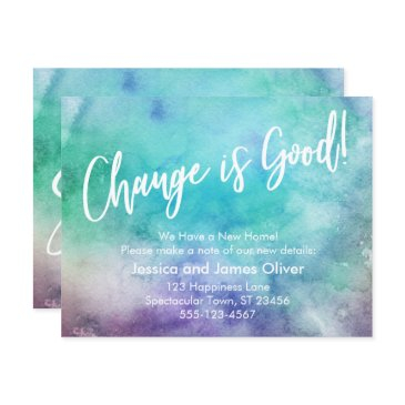 change is good! colorful watercolor announcement