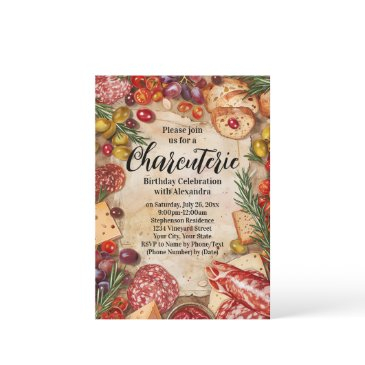 charcuterie girls night birthday party or tasting invitation
