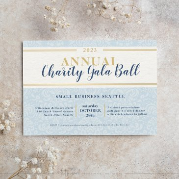 charity gala ball elegant event navy blue gold invitation