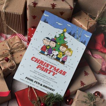charlie brown and friends christmas party invitation