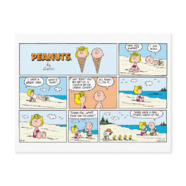 Small Charlie Brown & Sally Ice Cream At The Beach Postinvitations Front View