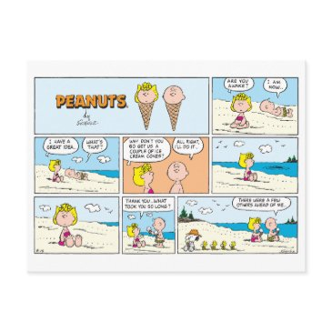 charlie brown & sally ice cream at the beach postinvitations