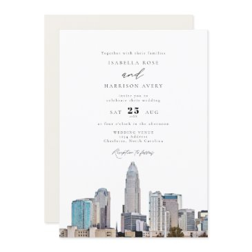 charlotte north carolina city skyline wedding invitation