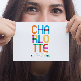 Small Charlotte North Carolina Mid Century, Pop Art, Postinvitations Front View