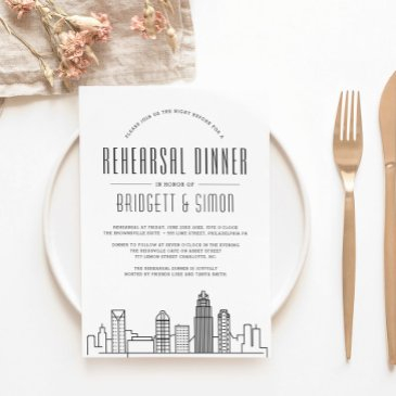 charlotte rehearsal dinner | city skyline invitation