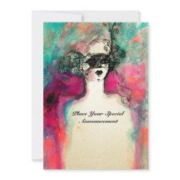 Small Charm Monogram , Sweet 16 Masquerade Party Invitation Front View