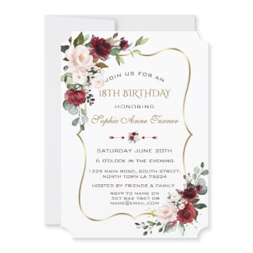 charm watercolour blush floral gold frame sweet 16 invitation