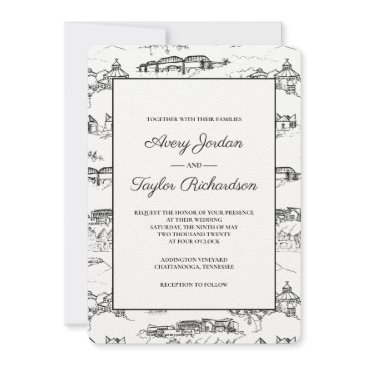 chattanooga toile black and white invitation