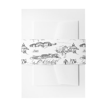 chattanooga toile black and white invitation belly band