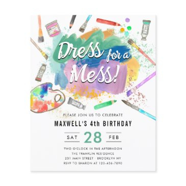 cheap dress for a mess kids art painting birthday flyer