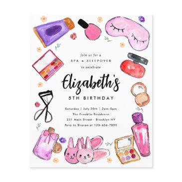 cheap makeup girls slumber sleepover spa birthday flyer