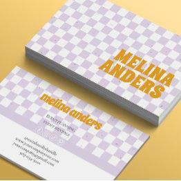 Small Checkered Retro Business Invitations Front View