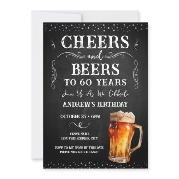 cheers and beers 60th birthday chalkboard invitati invitation