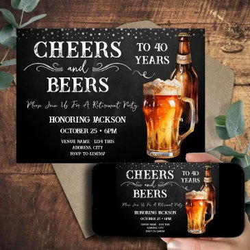cheers and beers retirement party rustic invitation