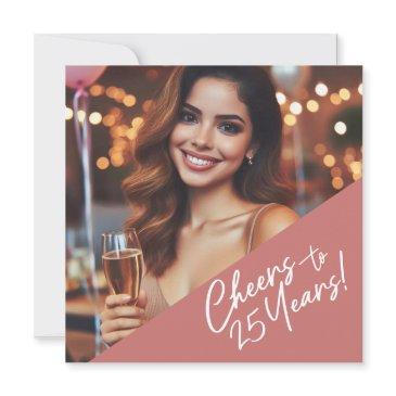 cheers to 25 years birthday party celebration invitation