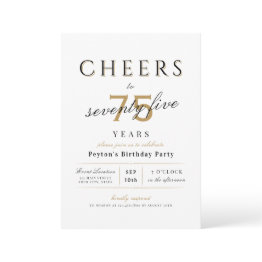 Small Cheers To 75 Years Elegant Modern Classy Birthday Invitation Front View