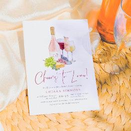 Small Cheers To Love Elegant Wine Tasting Bridal Shower Invitation Front View