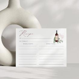 Small Cheers To Love Red Wine Bridal Shower Recipe Invitations Front View