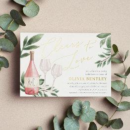 Small Cheers To Love Wine Tasting Bridal Shower Foil Invitation Front View