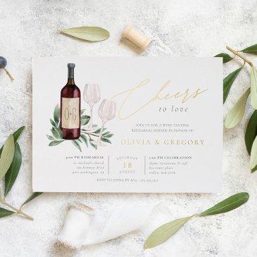cheers to love wine tasting rehearsal dinner foil invitation