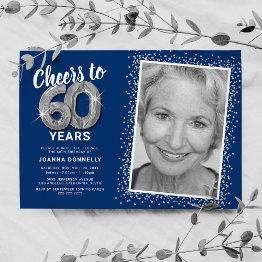 Small Cheers To Sixty Years 60th Birthday Photo Invitation Front View