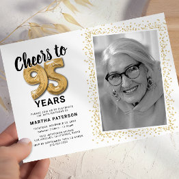 Small Cheers To The Years 95th Birthday Photo Invitation Front View