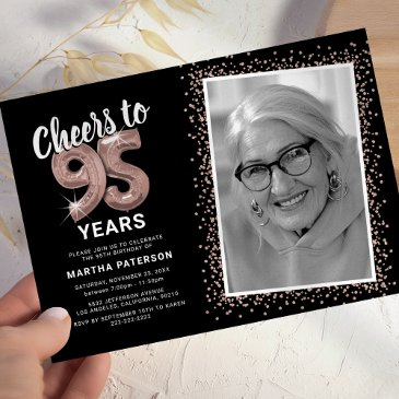 cheers to the years 95th birthday photo invitation