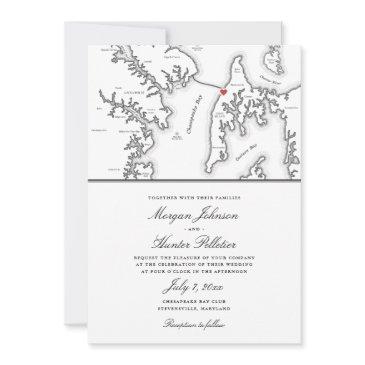 chesapeake bay beach club black and white wedding invitation