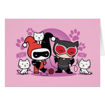chibi harley quinn & chibi catwoman with cats