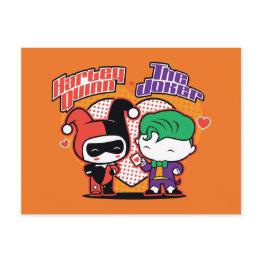 Small Chibi Harley Quinn & Chibi Joker Hearts Postinvitations Front View