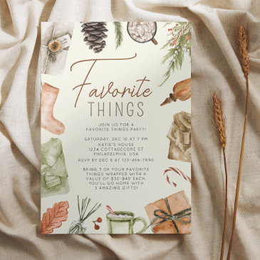 chic boho cozy holiday favorite things party invitation