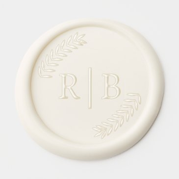 chic botanical laurel leaf wreath style monogram wax seal sticker