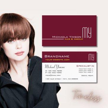 chic burgundy and white with initials professional business invitations