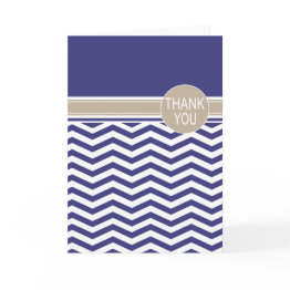 Small Chic Chevron Monogram | Navy Thank You Front View