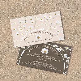 Small Chic Daisy Flower Pattern Botanical Baby Sitter Business Invitations Front View