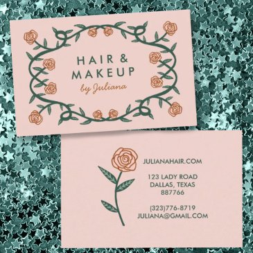 chic elegant rose frame floral blush pink business invitations